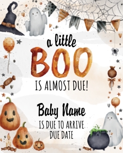Halloween Pregnancy Announcement - A Little Boo is Due 16x20 (watercolor style): Halloween Pregnancy Announcement - A Little Boo is Due 16x20 (watercolor style)