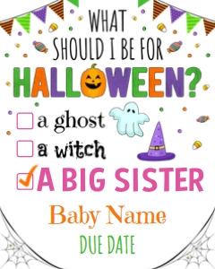 Halloween Pregnancy Big Sister Checklist 16x20 design preview
