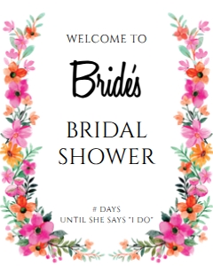 Bridal Shower Welcome 16x20 (pink & orange floral): Bridal Shower Welcome 16x20 (pink & orange floral)