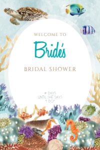 Sealife Bridal Shower 24x36 Portrait (watercolor): Sealife Bridal Shower 24x36 Portrait (watercolor)