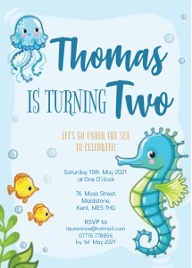 Under the Sea Seahorse Invitation design preview
