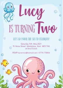 Under the Sea Octopus Party Invitation design preview
