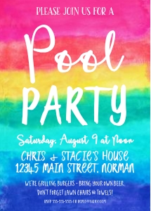 Rainbow Pool Party design preview
