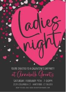 Galentine Hearts Ladies Night design preview