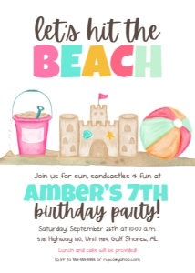 Beach Sandcastles Pink Aqua: Beach Sandcastles