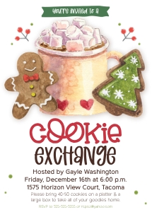 Christmas Cookie Exchange Watercolor design preview