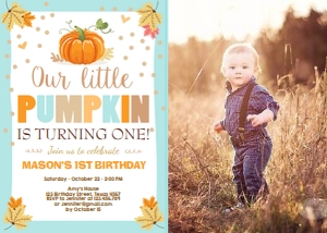 Birthday Pumpkin Blue Boy - With Photo design preview