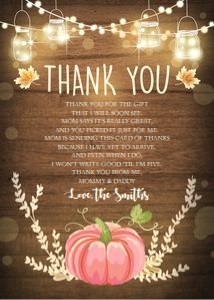 Thank you card Pumpkin Pink Girl design preview