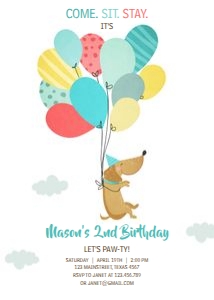 Birthday Invitation Paw-ty Boy design preview
