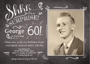 Birthday Invitation Adult Chalk - With Photo design preview