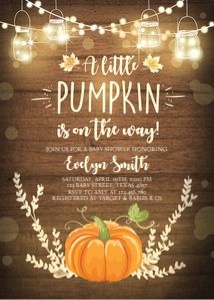 Baby Shower Invitation Little Pumpkin Orange Rustic design preview