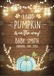 Pregnancy Reveal Little Pumpkin Rustic Blue design preview