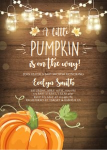 Baby Shower Invitation Little Pumpkin Rustic Orange design preview