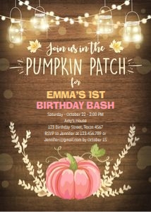 Birthday Invitation Pumpkin Patch Pink design preview