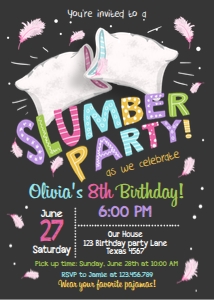 Birthday Invitation Slumber Party Chalk design preview