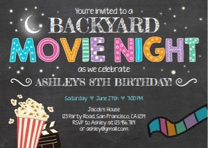 Birthday Invitation Movie Chalk Girl design preview