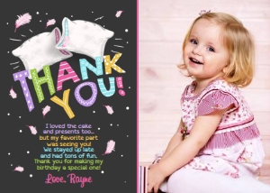 Thank You Card Slumber Party Chalk with photo design preview