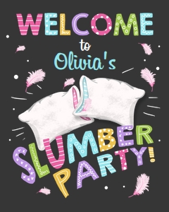 Welcome Sign Slumber Party Birthday Chalk design preview