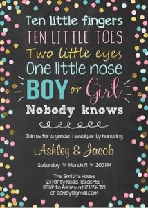 Gender Reveal Invitation Confetti Chalk design preview