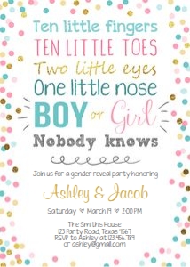 Gender Reveal Invitation Confetti design preview