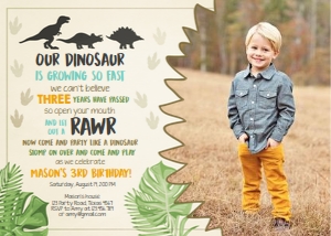 Dinosaur Birthday Invitation Boy Photo design preview