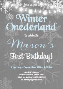 Birthday Invitation Winter Onederland Boy design preview