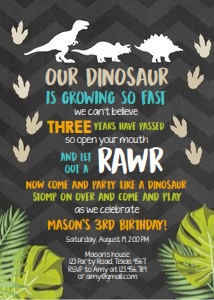 Dinosaur Birthday Invitation Chalk design preview