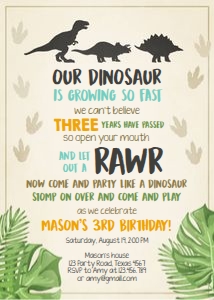 Dinosaur Birthday Invitation Boy design preview