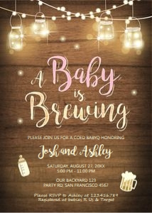 Baby Shower Baby is Brewing Wood Pink design preview