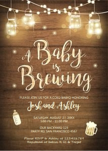 Baby Shower Baby is Brewing Wood Neutral design preview