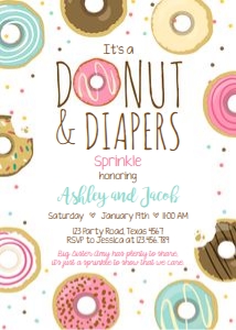 Sprinkle Invitation Donut and Diapers White design preview