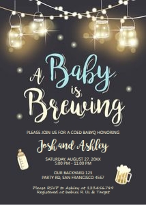 Baby Shower Baby is Brewing Black Blue design preview