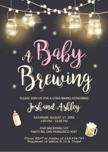 Baby Shower Baby is Brewing Black Pink design preview