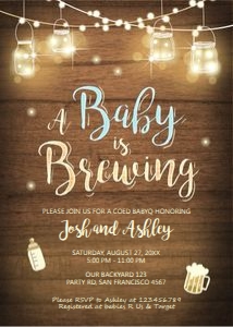 Baby Shower Baby is Brewing Wood Blue design preview