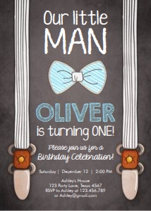 Birthday Invitation Little Man Blue design preview