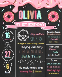 Birthday Milestones Sign Donut Chalk design preview
