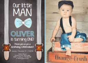 Birthday Invitation Little Man Blue - With Photo design preview