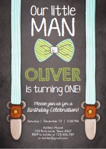 Birthday Invitation Little Man Green design preview