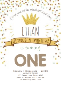 Birthday Invitation Wild Things White design preview