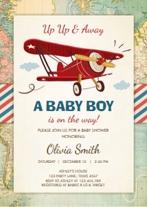 Baby Shower Invitation Airplane v2 design preview