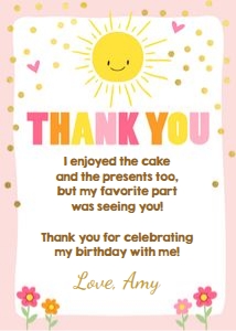 Thank you card Sunshine Pink design preview