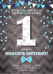 Birthday Invitation Boy One Blue design preview