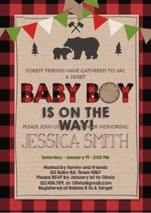 Baby Shower Invitation Lumberjack Baby Boy design preview
