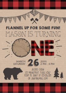 Birthday Invitation Lumberjack design preview