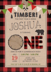 Birthday Invitation Lumberjack Bunting One design preview