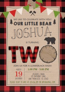 Birthday Invitation Lumberjack Buntings Two design preview