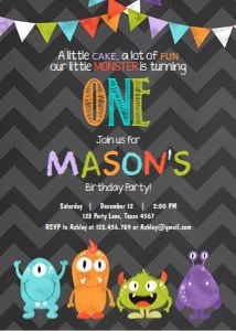 Birthday Invitation Monsters Chalk design preview
