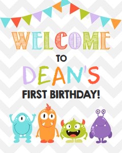 Welcome Sign Monster White design preview