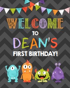 Welcome Sign Monster Chalk design preview