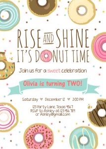 Birthday Invitation Donut Rise and Shine Pink design preview